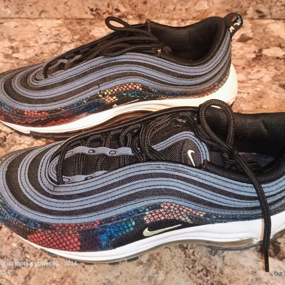 Nike Air Max 97 Black Multicolor Sneakers Size 8.5 Mens - Picture 2 of 6